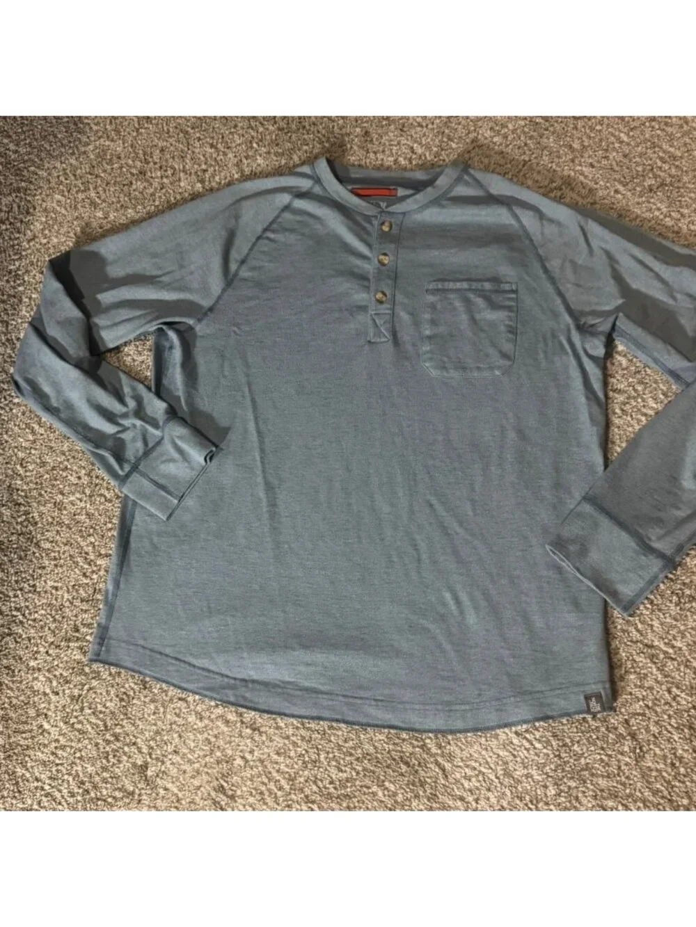 The North Face Shirt Men's XL Blue Long Sleeve Henley Raglan Chest Pocket